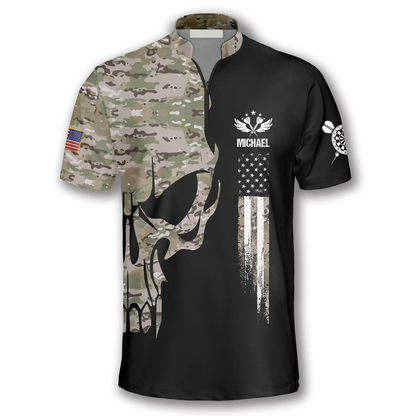 Skull Camouflage Custom Darts Jerseys for Men, Perfect Gift for Dart Team, Personalized Dart Shirt SO0709