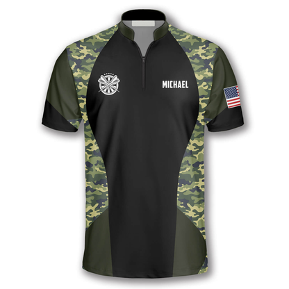 Skull Camouflage Waving Flag Custom Darts Jerseys for Men, Red Dart Skull Shirt, Jersey Shirt for Dart Player SO1375