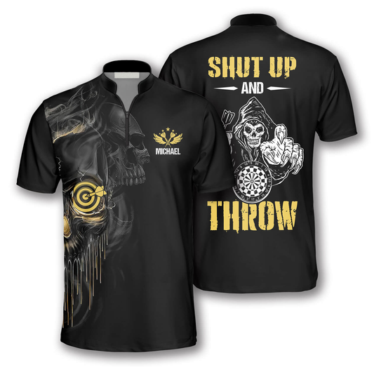 Skull Shut Up and Throw Custom Darts Jerseys for Men, Best Shirt for Dart Player, Skull Shirt SO1040