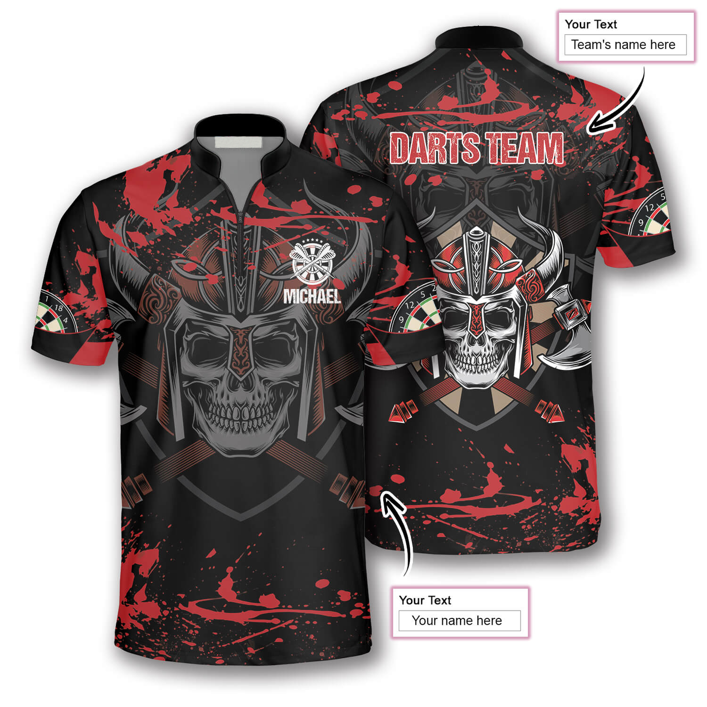 Dart Warrior Red Black Custom Darts Jerseys for Men, Uniform Shirt for Dart Team, Dart Player SO0623