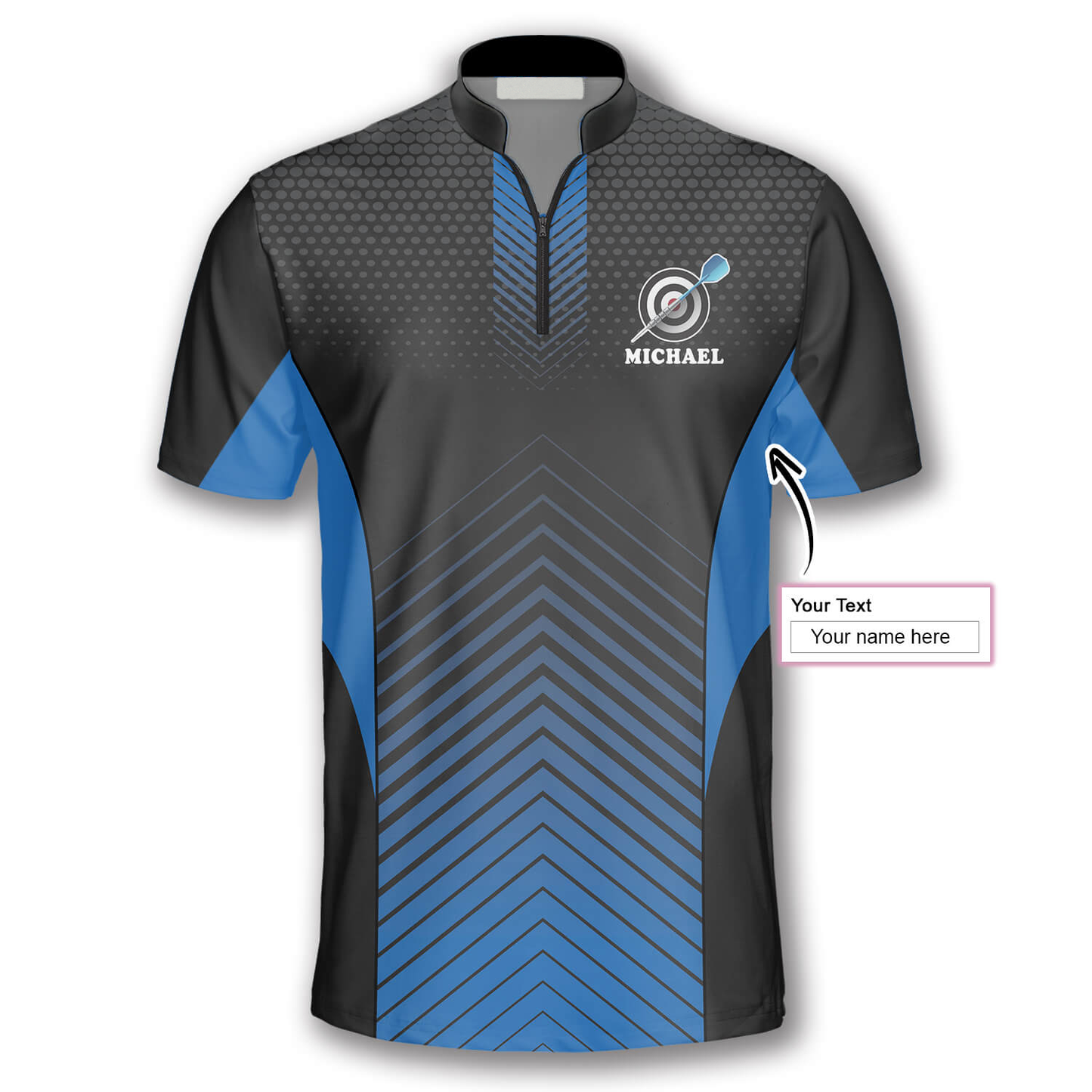 King of Darts Blue Custom Darts Jerseys for Men, Black and Blue Jersey Dart SO1373