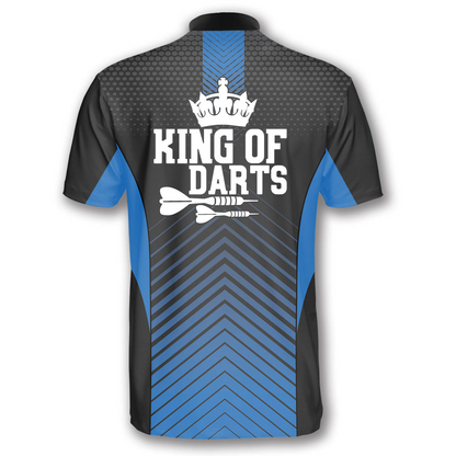 King of Darts Blue Custom Darts Jerseys for Men, Black and Blue Jersey Dart SO1373