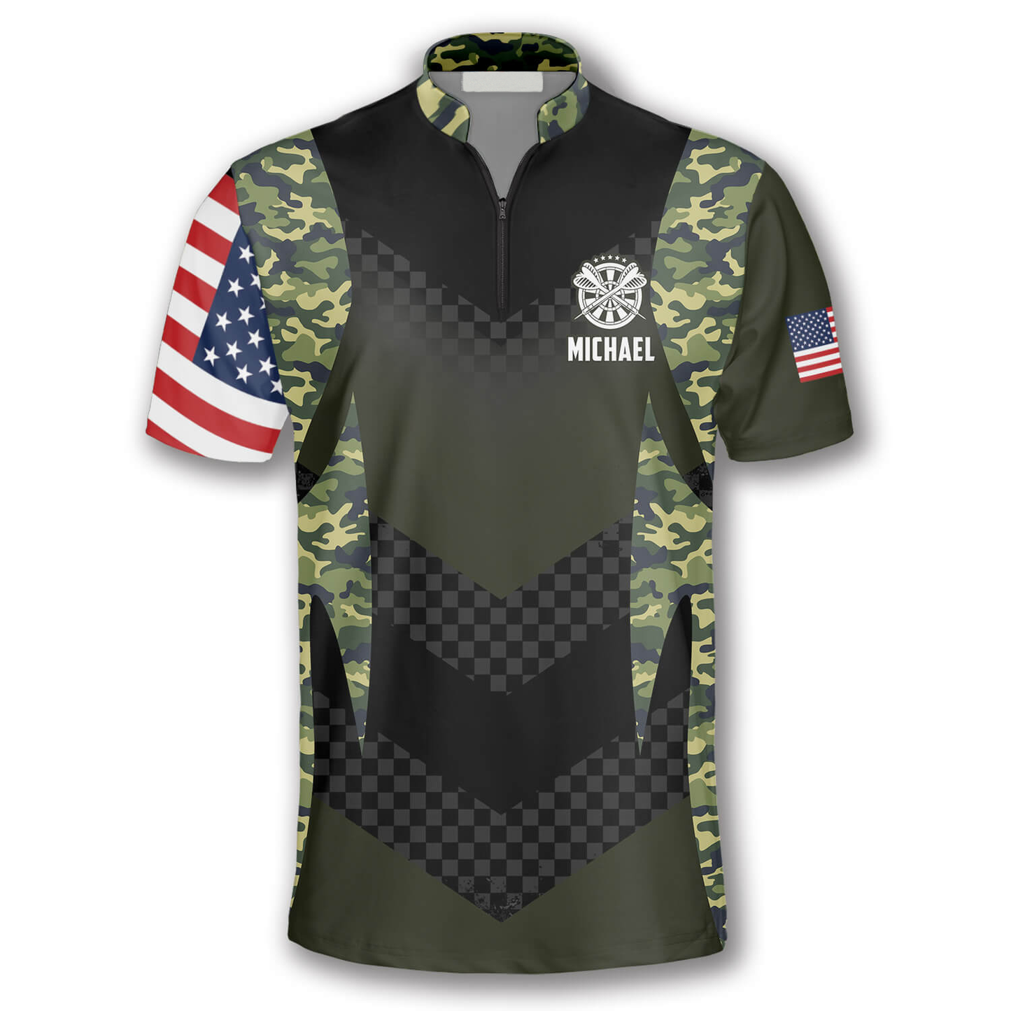 Skull Punk Camouflage American Flag Custom Darts Jerseys for Men, Idea Gift for Dart Lover SO0636