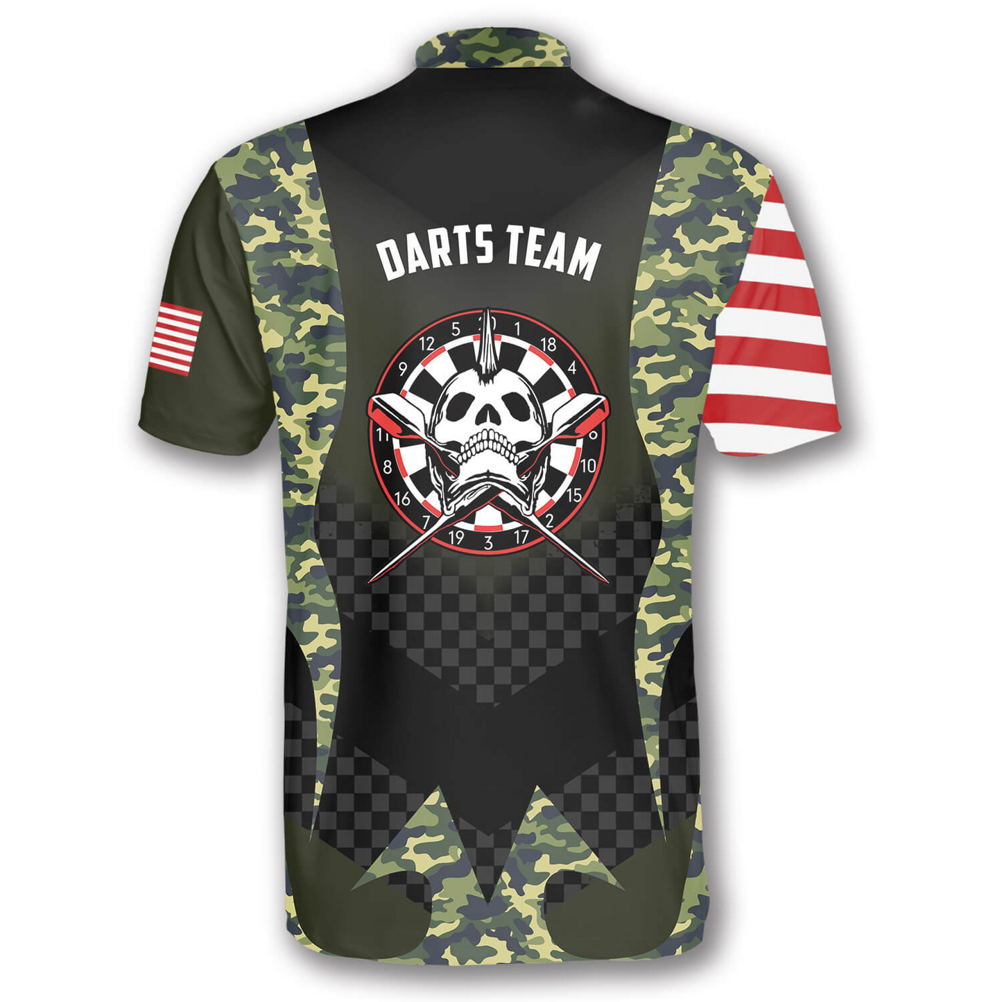 Skull Punk Camouflage American Flag Custom Darts Jerseys for Men, Idea Gift for Dart Lover SO0636