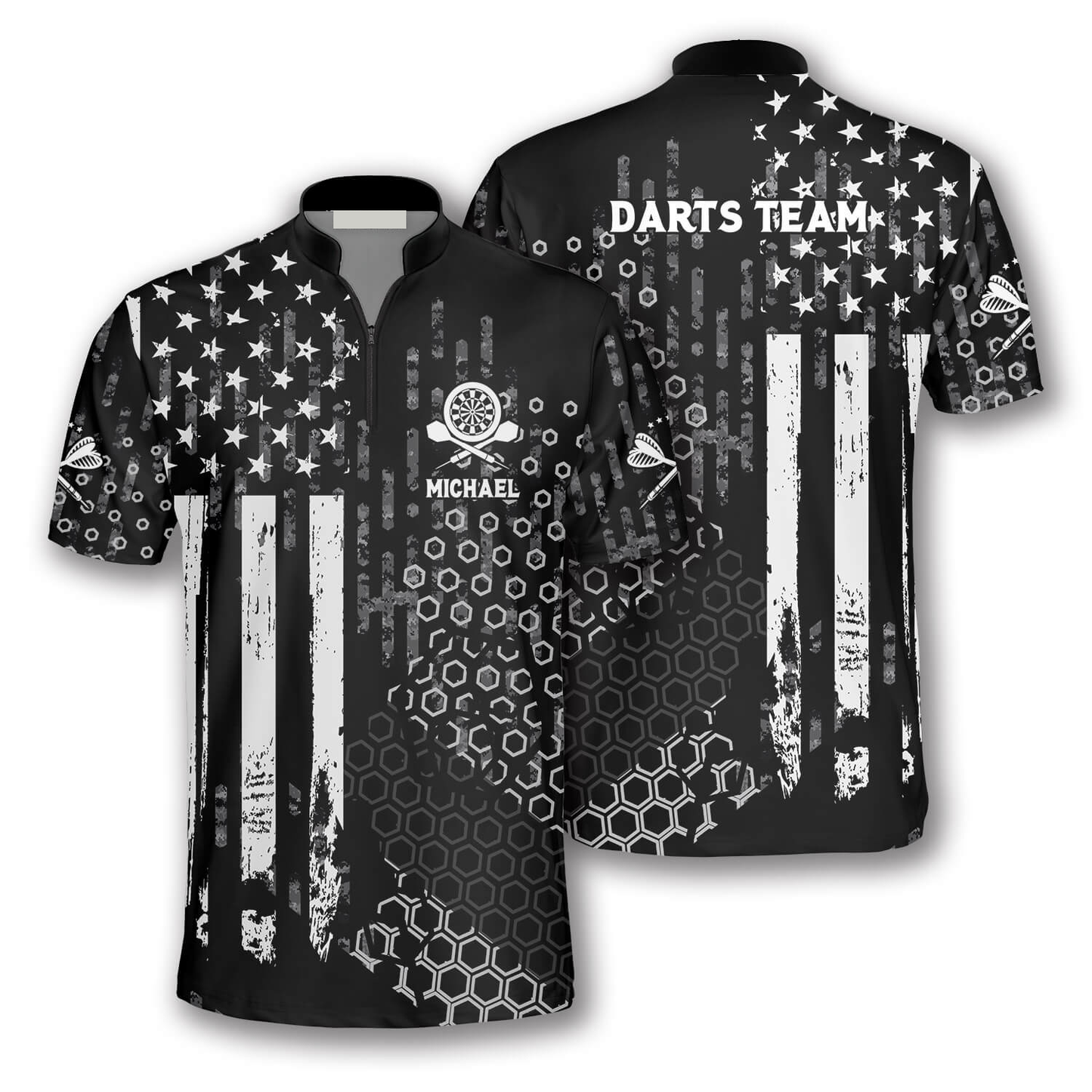 Us Flag Hive Pattern Custom Darts Jerseys for Men, Gift for Dart Lovers SO0588