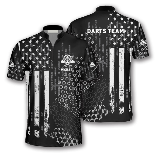 Us Flag Hive Pattern Custom Darts Jerseys for Men, Gift for Dart Lovers SO0588