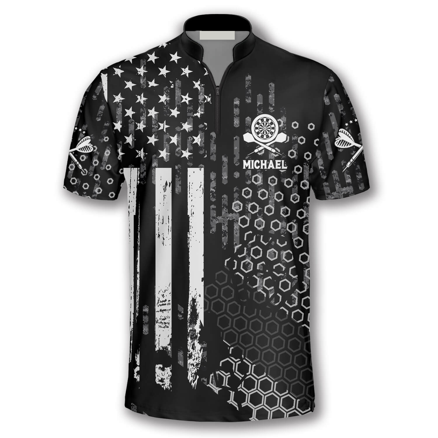 Us Flag Hive Pattern Custom Darts Jerseys for Men, Gift for Dart Lovers SO0588