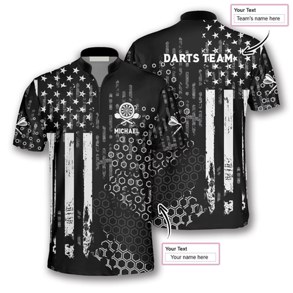 Us Flag Hive Pattern Custom Darts Jerseys for Men, Gift for Dart Lovers SO0588