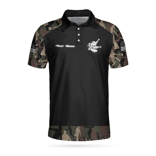 Personalized Name Bowling Camouflage Polo Shirt, Customized Camouflage Bowling Polo Shirt For Bowlers Lasfour SO0689