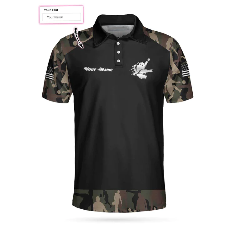 Personalized Name Bowling Camouflage Polo Shirt, Customized Camouflage Bowling Polo Shirt For Bowlers Lasfour SO0689