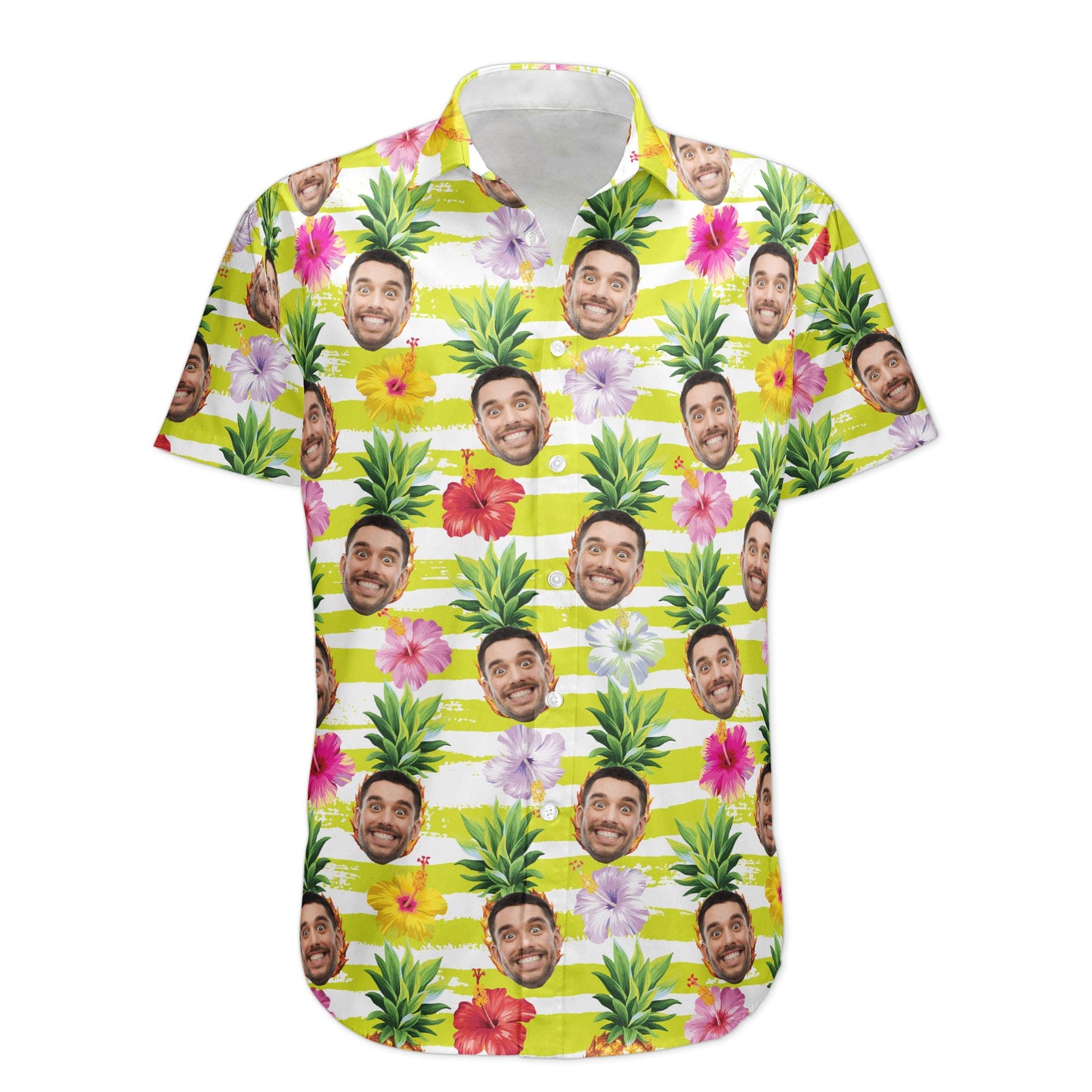 Funny Custom Face With Pineapple - Personalized Photo Hawaiian Shirt HA0011