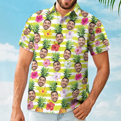 Funny Custom Face With Pineapple - Personalized Photo Hawaiian Shirt HA0011