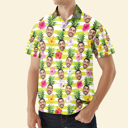 Funny Custom Face With Pineapple - Personalized Photo Hawaiian Shirt HA0011