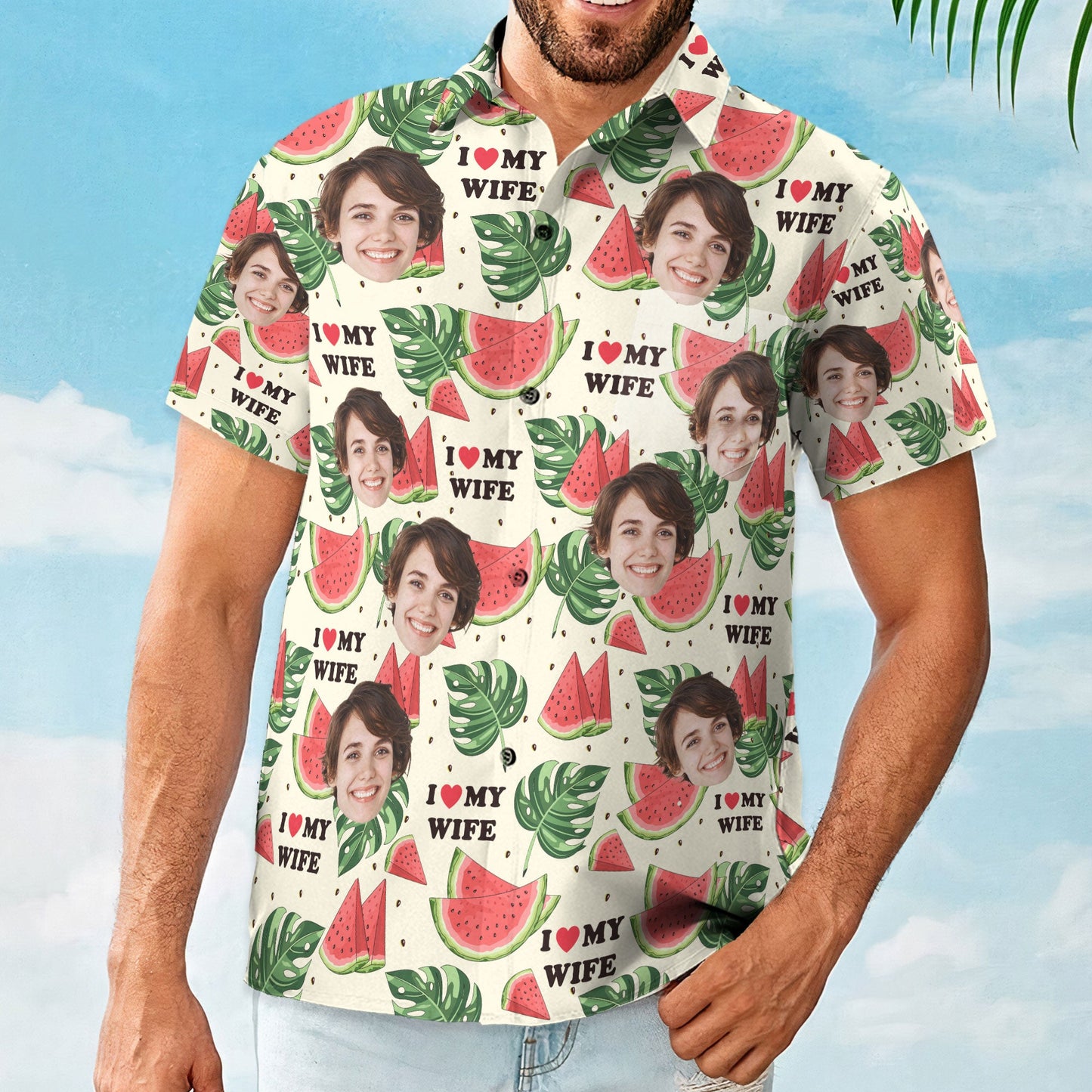 I Love My Wife - Personalized Photo Hawaiian Shirt HA0042