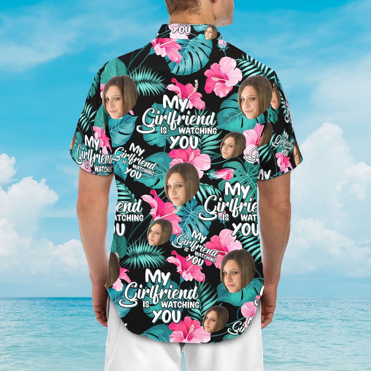 My Wife Is Watching You - Personalized Photo Hawaiian Shirt HA0048