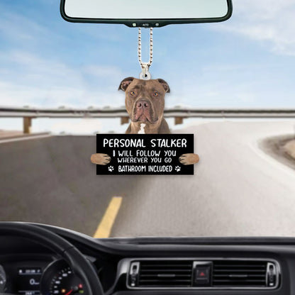 Pit bull Personal Stalker Car Hanging Acrylic 2 Sides Ornament OO1009