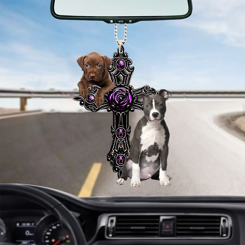 Pitbull Pray For God Car Hanging Ornament Dog Pray For God Ornament Lasfour OO0703