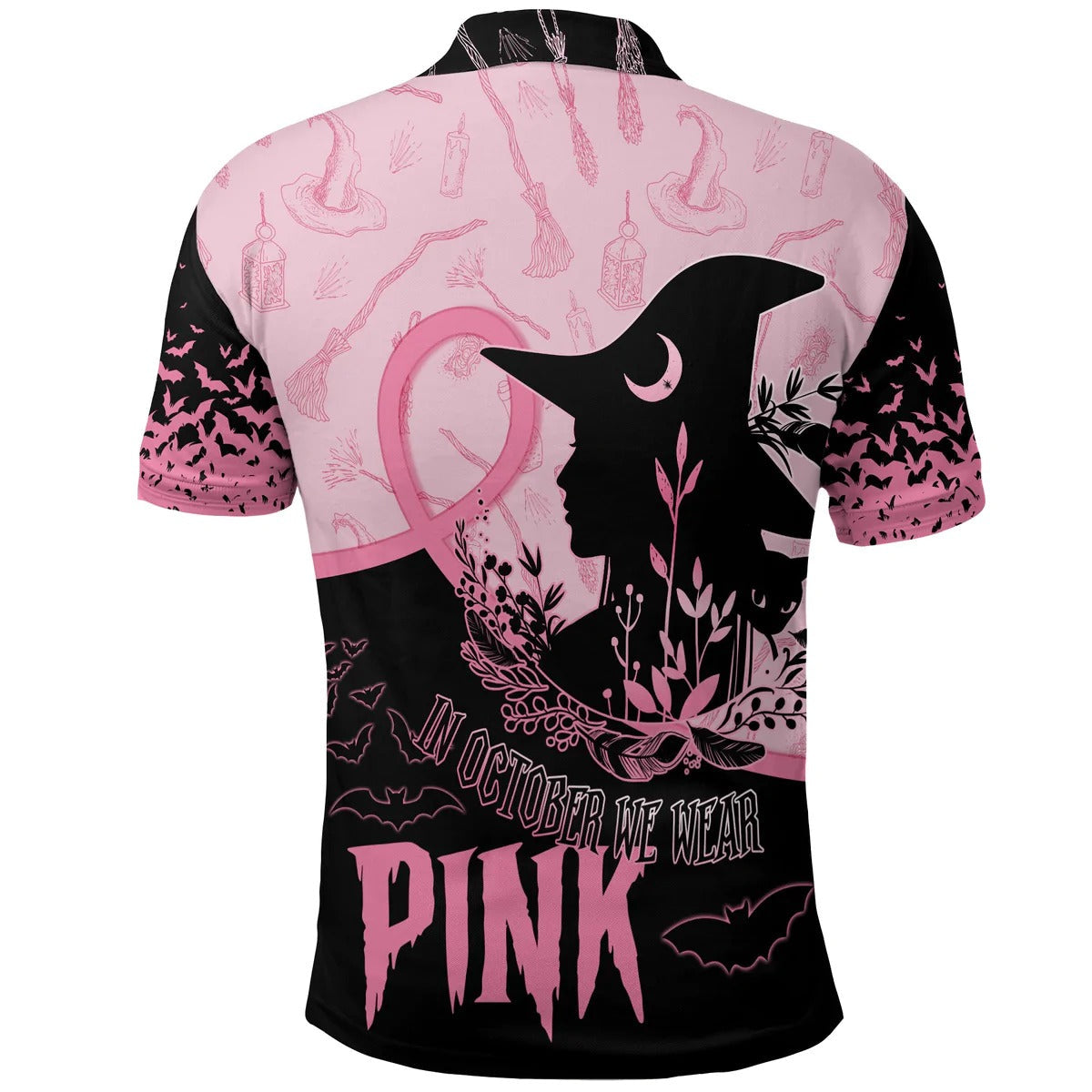 Women Breast Cancer Awareness Polo Shirt Witchy Vibes SO1425