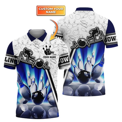 Custom Men Bowling Polo Shirt, 3D All Over Print Bowling Team Uniform, Bowler Polo Shirt, Mens Bowler Gifts SO1066