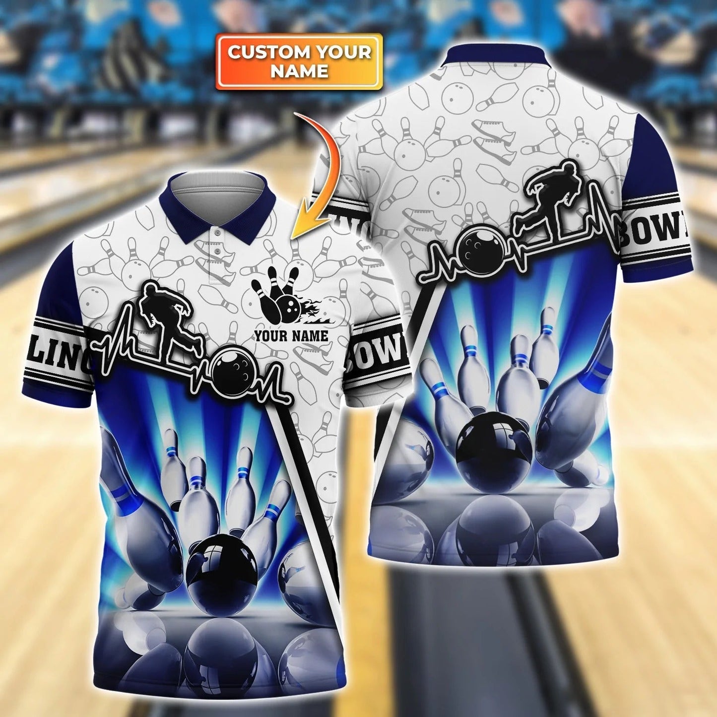 Custom Men Bowling Polo Shirt, 3D All Over Print Bowling Team Uniform, Bowler Polo Shirt, Mens Bowler Gifts SO1066