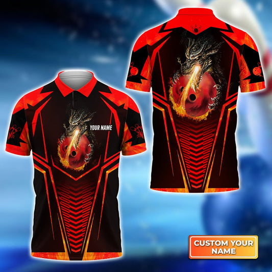 Personalized Bowling Dragon Fire Flame Name All Over Printed Shirt SO0876