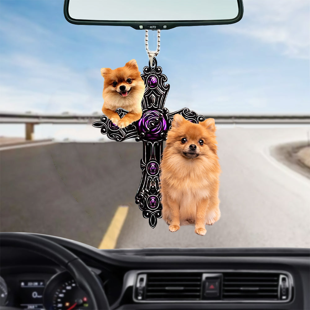 Pomeranian Pray For God Car Hanging Ornament Dog Pray For God Ornament Lasfour SO1486