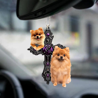 Pomeranian Pray For God Car Hanging Ornament Dog Pray For God Ornament Lasfour SO1486