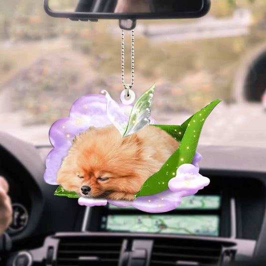 Pomeranian-Sleep On Fallen Leaves-Two Sided Ornament OO0528