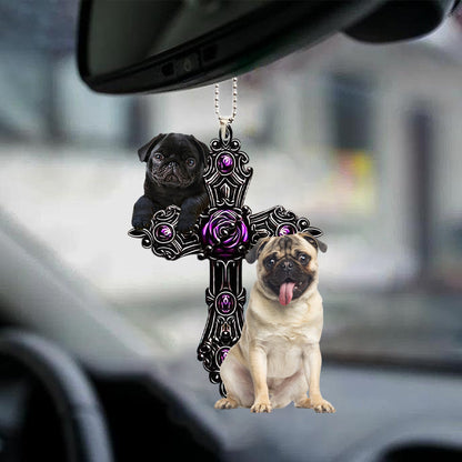 Cute Pug Pray For God Car Hanging Ornament Dog Pray For God Ornament Lasfour OO0695