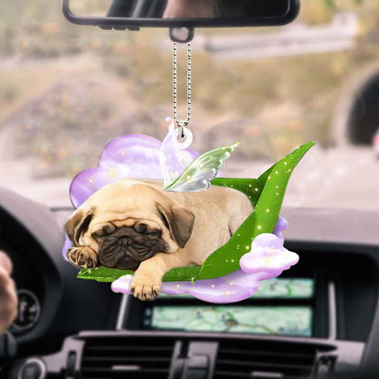 Pug-Sleep On Fallen Leaves-Two Sided Ornament OO0513