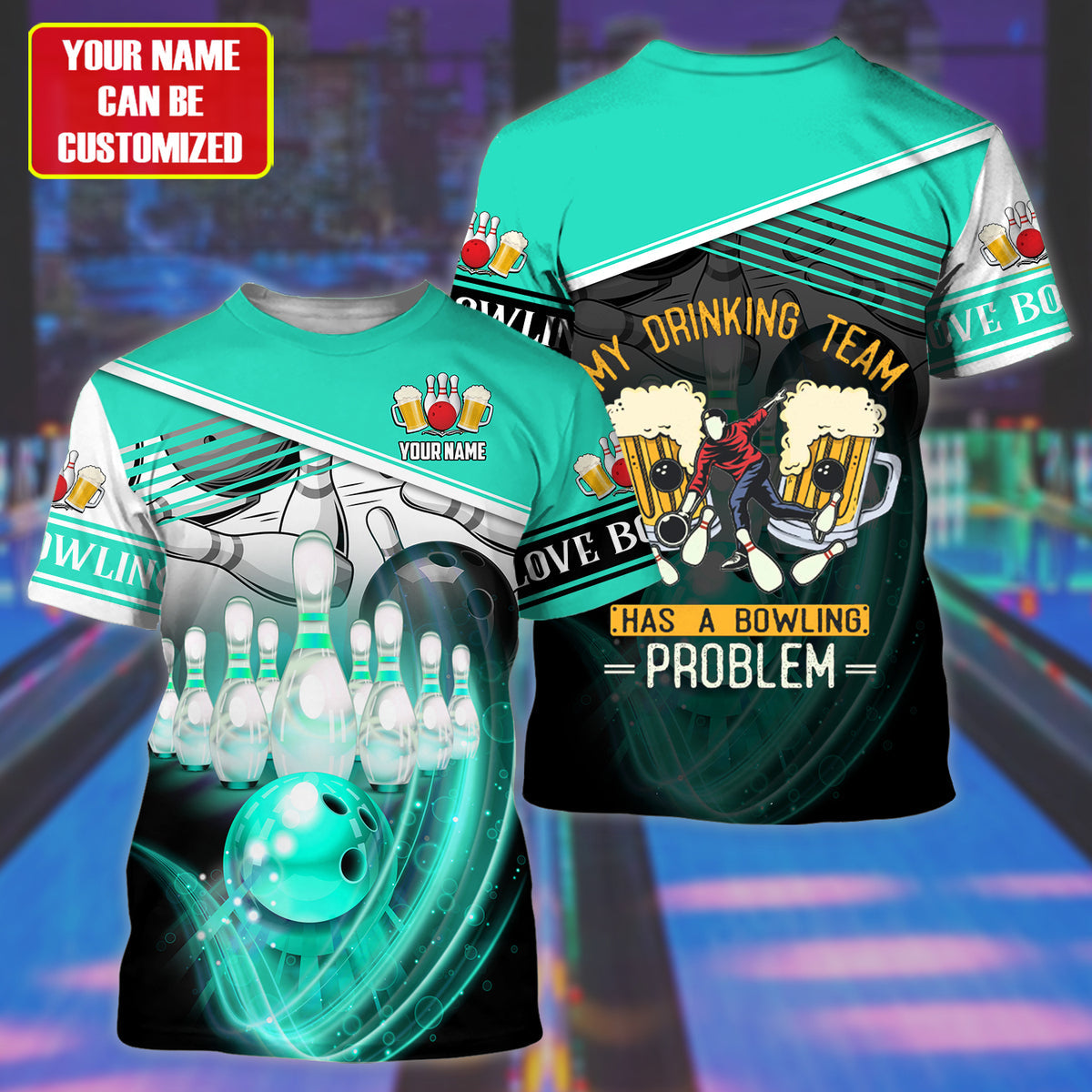 Personalized Name Any Color Bowling Beer All Over Printed Unisex All Over Print Shirt TO2899