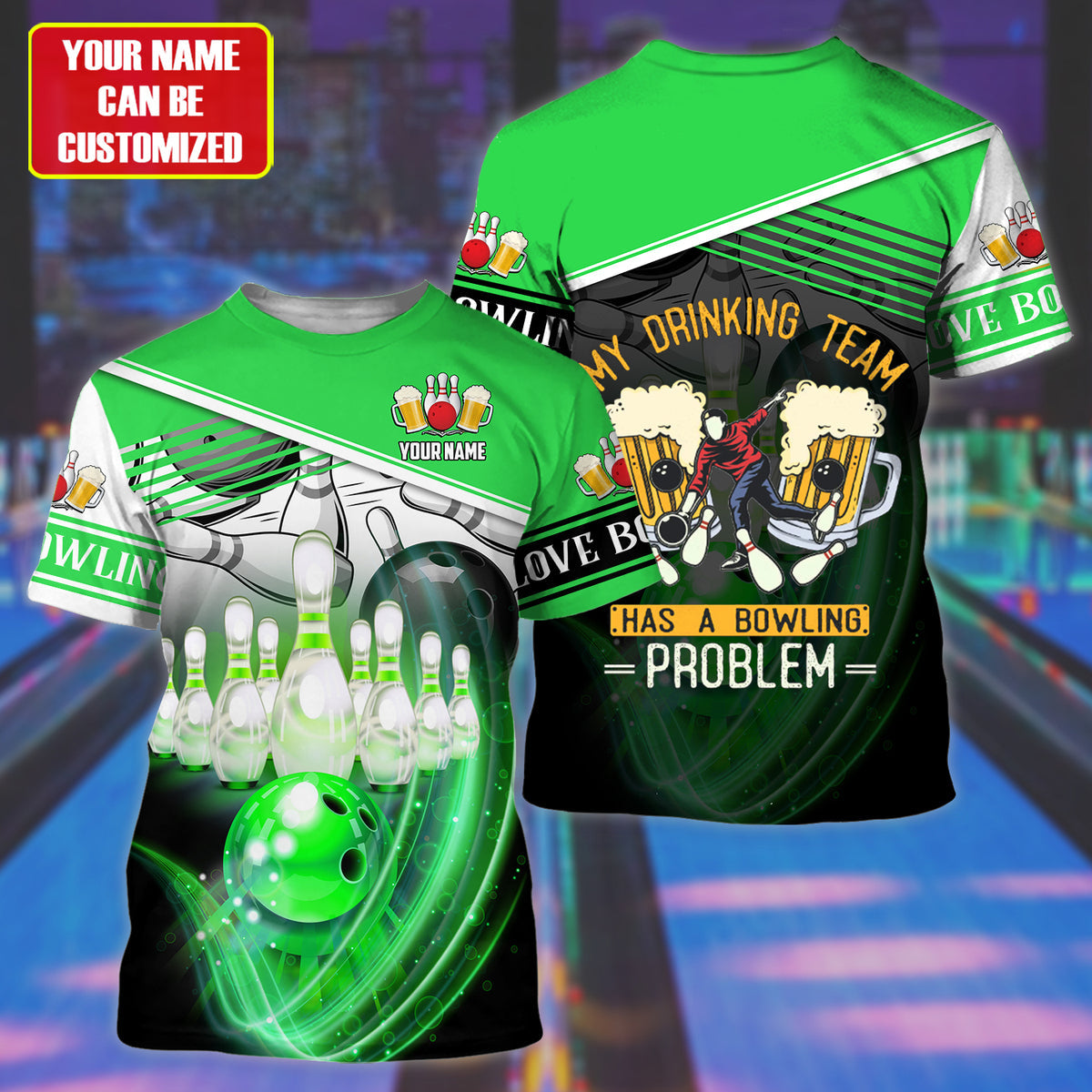 Personalized Name Any Color Bowling Beer All Over Printed Unisex All Over Print Shirt TO2899