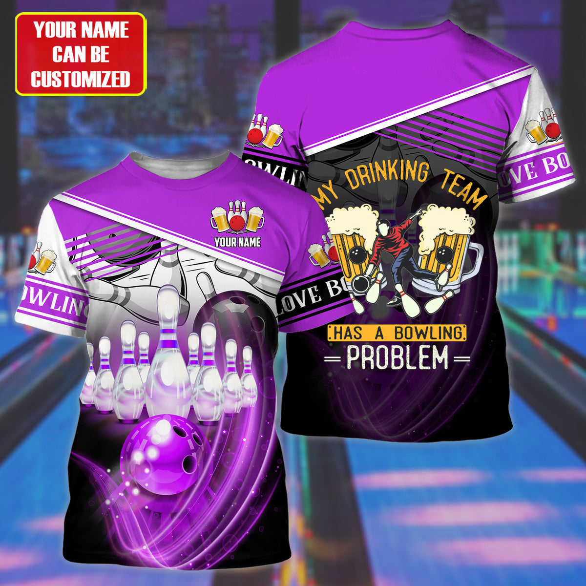 Personalized Name Any Color Bowling Beer All Over Printed Unisex All Over Print Shirt TO2899