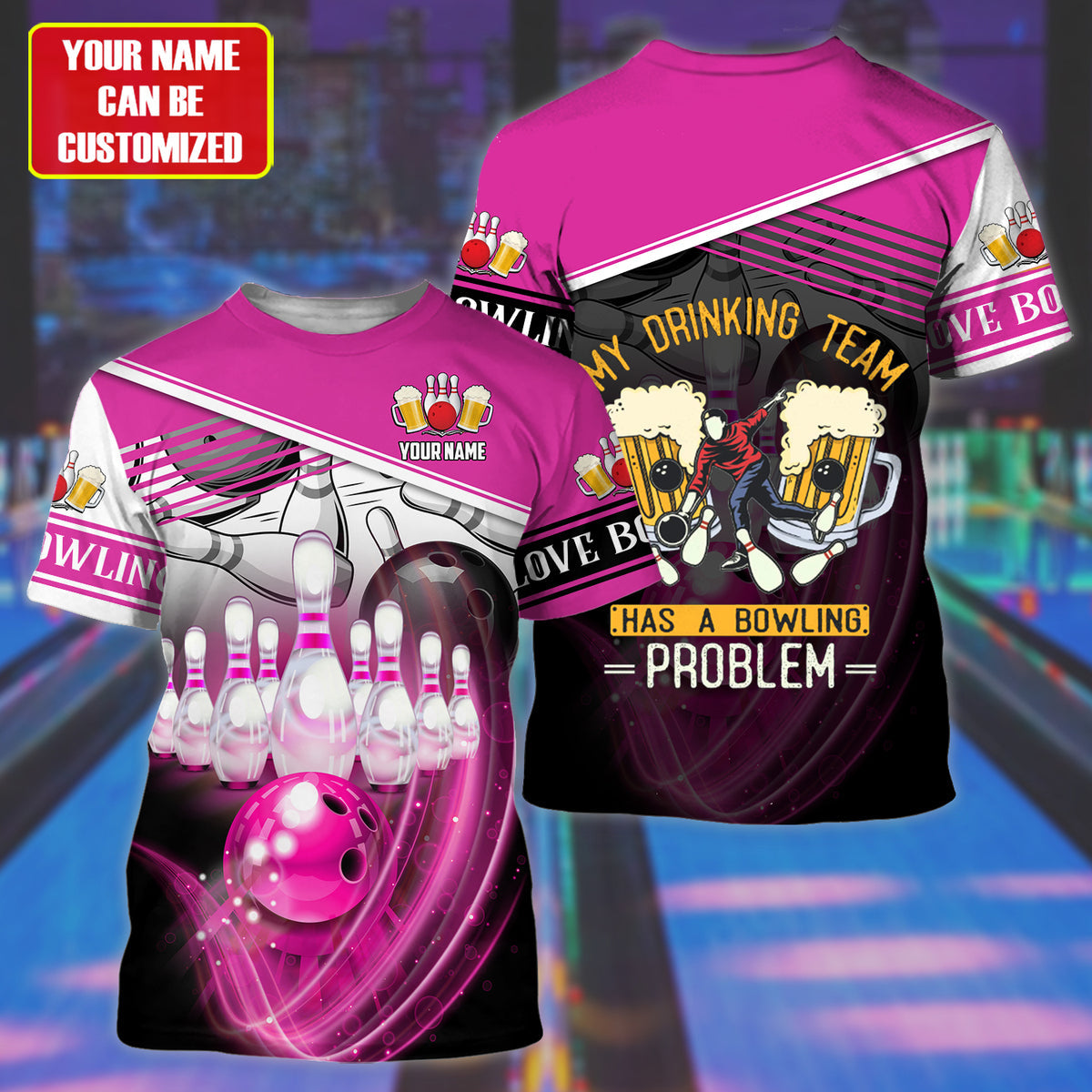 Personalized Name Any Color Bowling Beer All Over Printed Unisex All Over Print Shirt TO2899