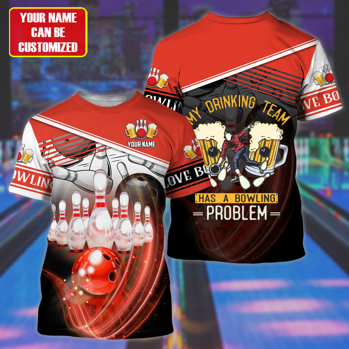 Personalized Name Any Color Bowling Beer All Over Printed Unisex All Over Print Shirt TO2899