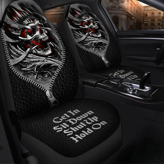 Skull Gothic Hold on Car Seat Covers Universal Fit Set 2 SO0344