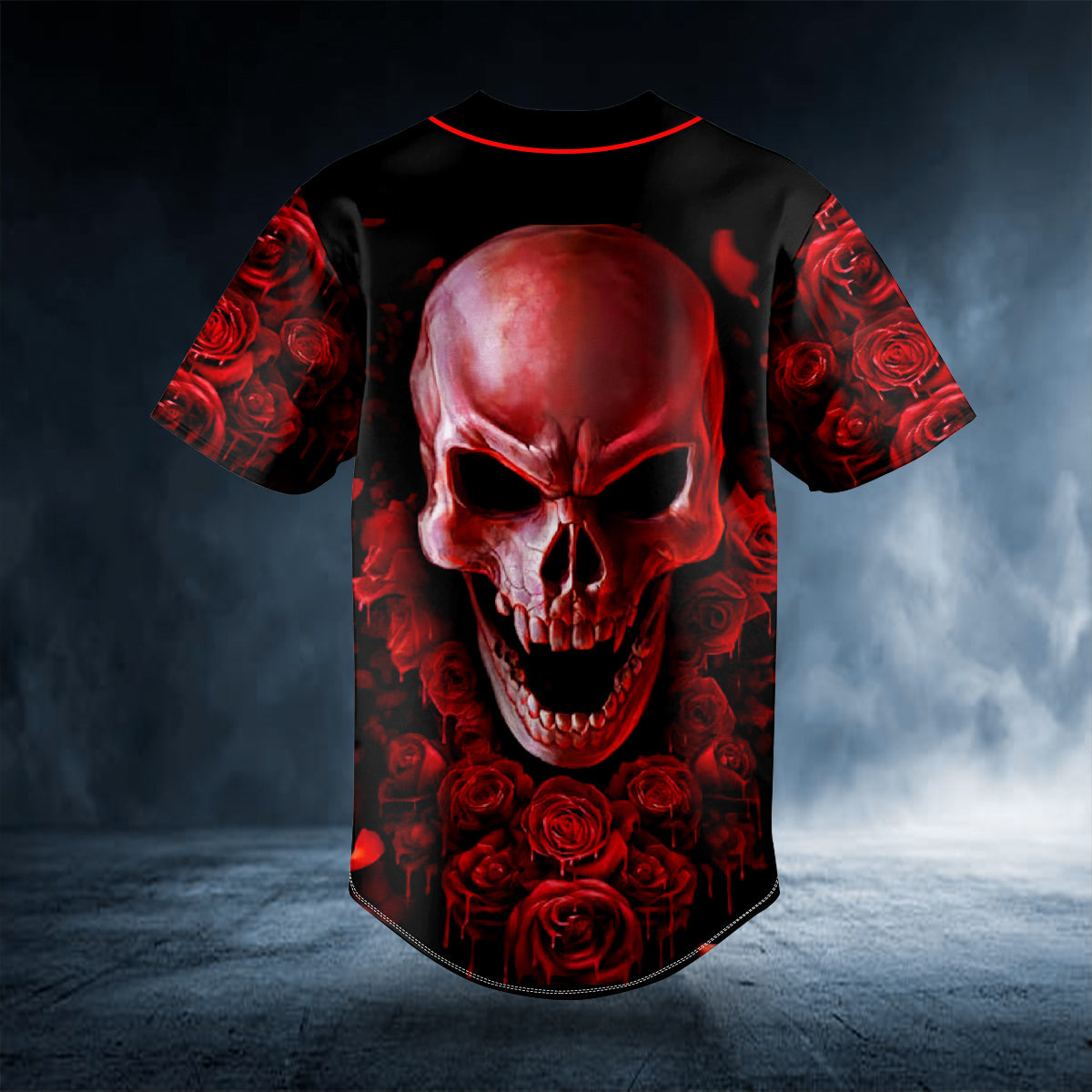 Red Rose Blood Skull Custom Baseball Jersey, Perfect Shirt for Men SO0106