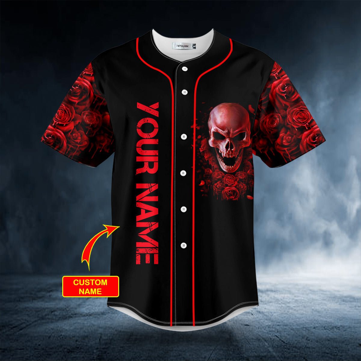 Red Rose Blood Skull Custom Baseball Jersey, Perfect Shirt for Men SO0106