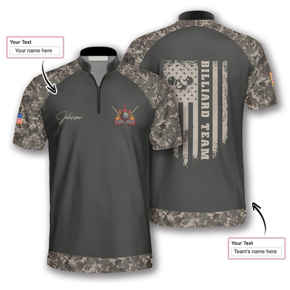 Retro Camouflage Flag Custom Billiard Jerseys for Men, Uniform for Team Billiard, Flag Shirt SO0525