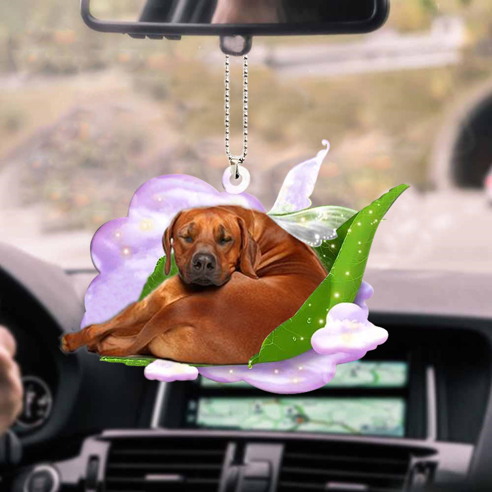 Rhodesian Ridgeback-Sleep On Fallen Leaves-Two Sided Ornament OO0525