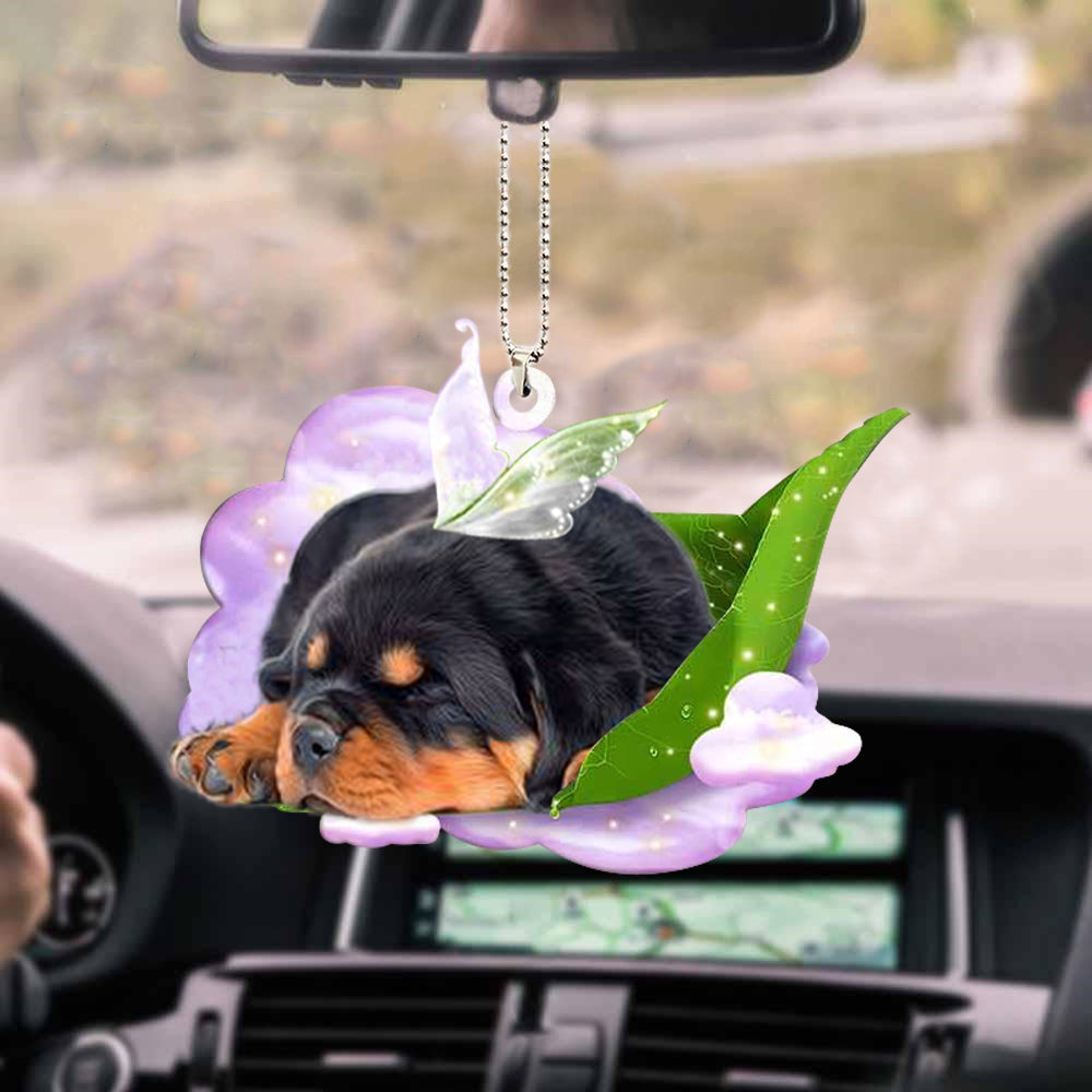 Rottweiler-Sleep On Fallen Leaves-Two Sided Ornament OO0517