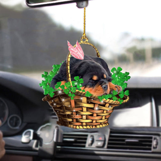 Rottweiler Sleeping Lucky Fairy Two Sided Ornament, Car Interior Ornaments OO0261