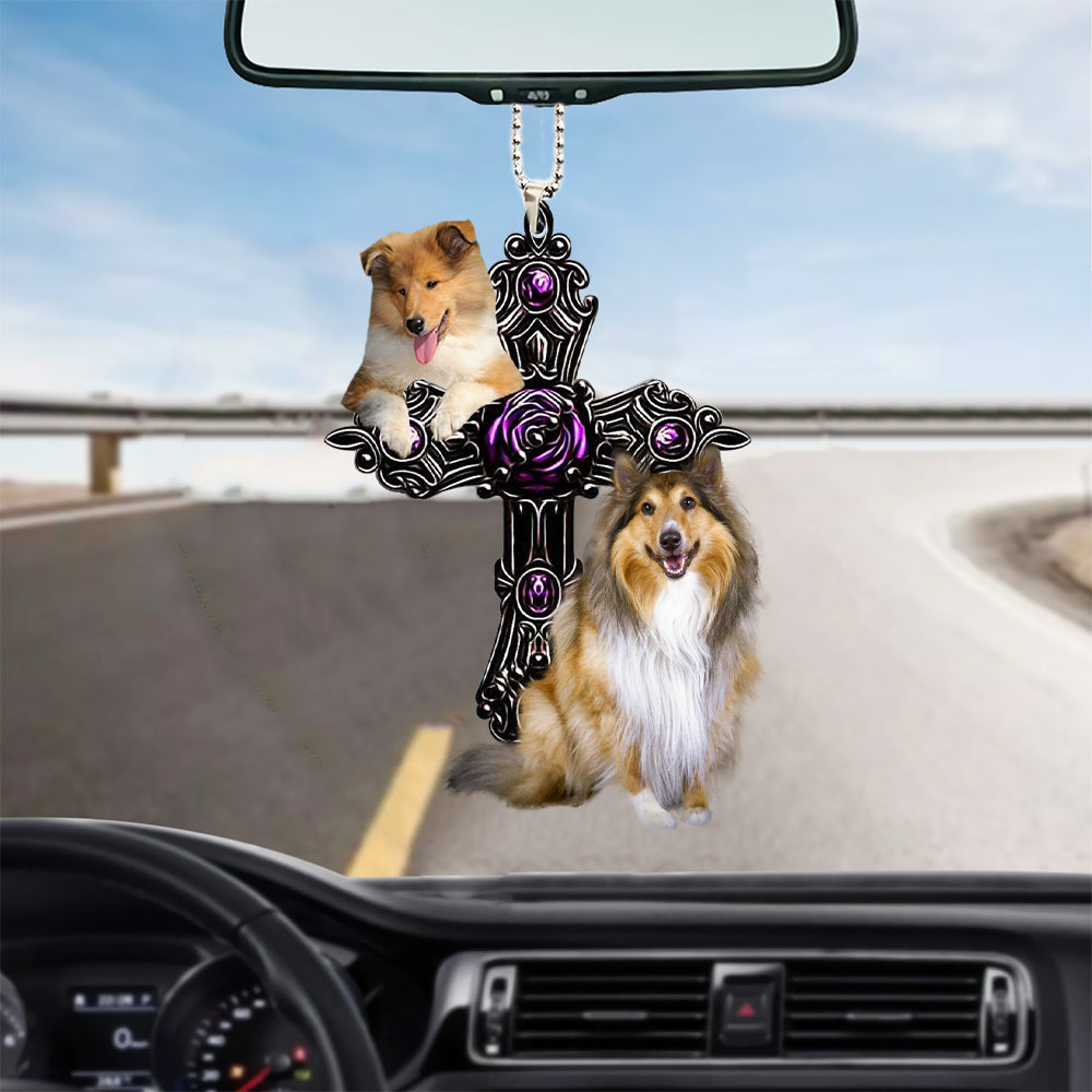 Rough Collie Pray For God Car Hanging Ornament Dog Pray For God Ornament Lasfour OO0746