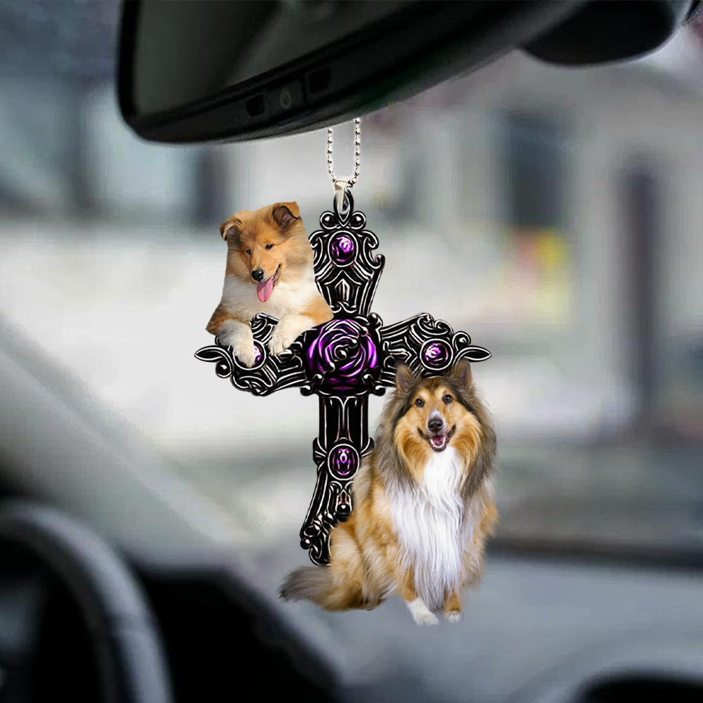 Rough Collie Pray For God Car Hanging Ornament Dog Pray For God Ornament Lasfour OO0746