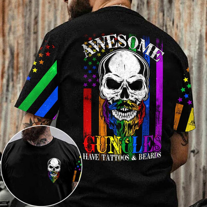 Gay Pride Shirt, LGBT Awesome Guncles T Shirt, Guncle Have Tattoos And Beards Shirts For LGBT Pride Month LO0757