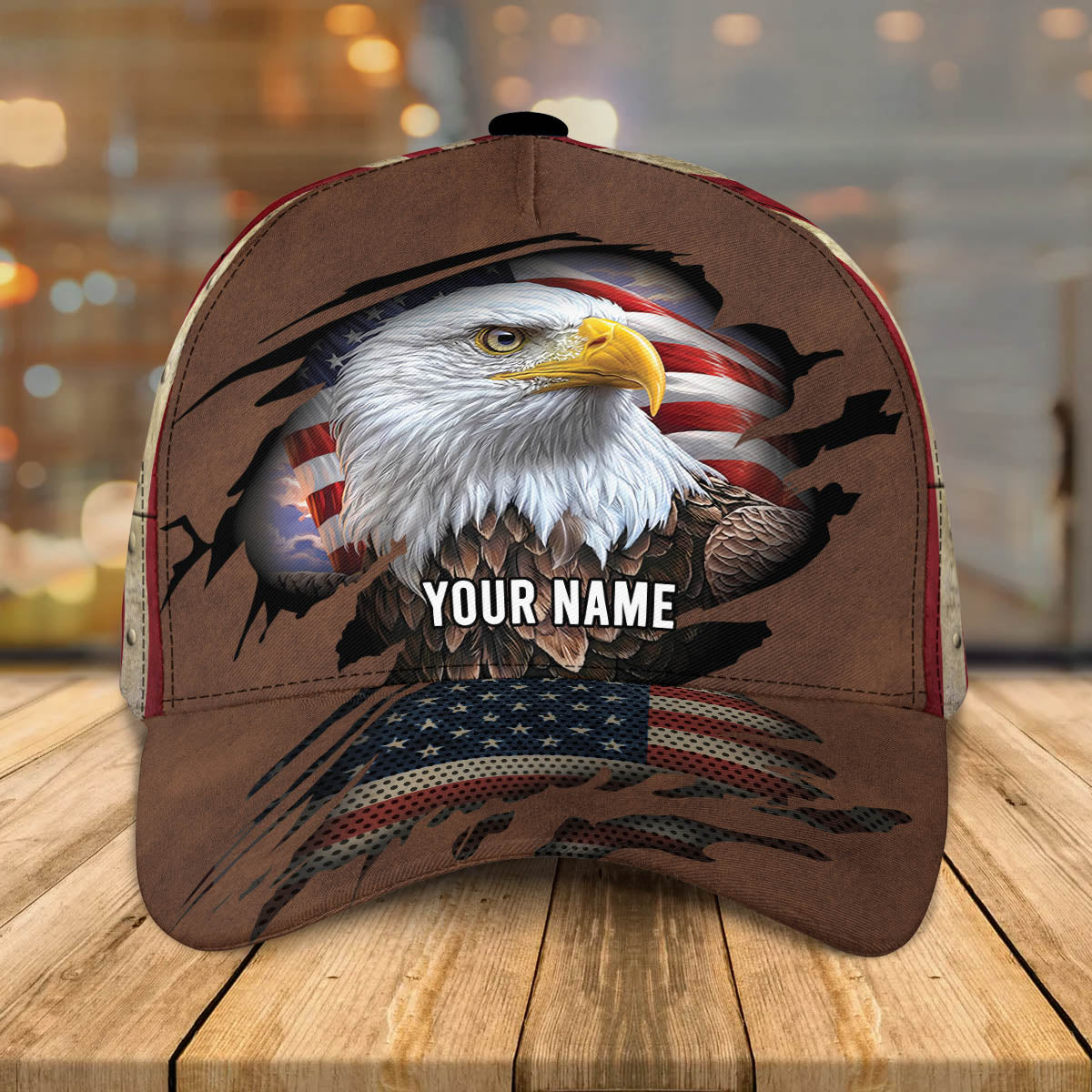 Customized Eagle Cap American Flag Pattern, Eagle Hat for Dad, Eagle 3D baseball Cap for Veteran SO0165