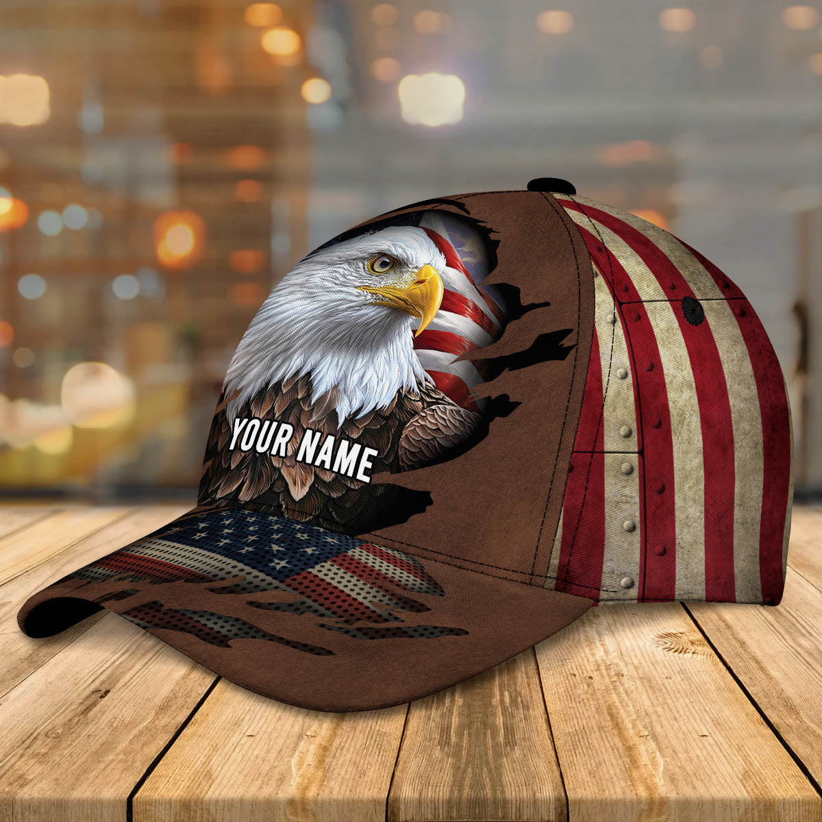 Customized Eagle Cap American Flag Pattern, Eagle Hat for Dad, Eagle 3D baseball Cap for Veteran SO0165