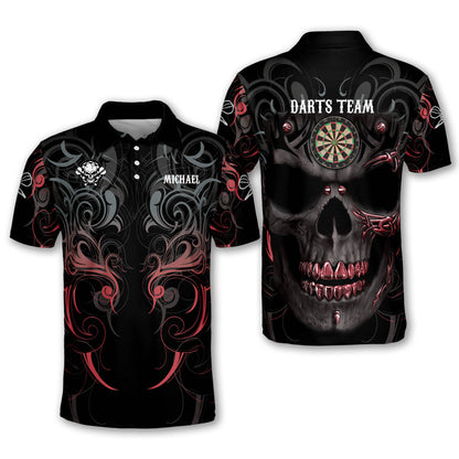 Red Skull Smoke Tribal Pattern Custom Darts Jerseys for Men, Gift for Dart Lovers SO0778