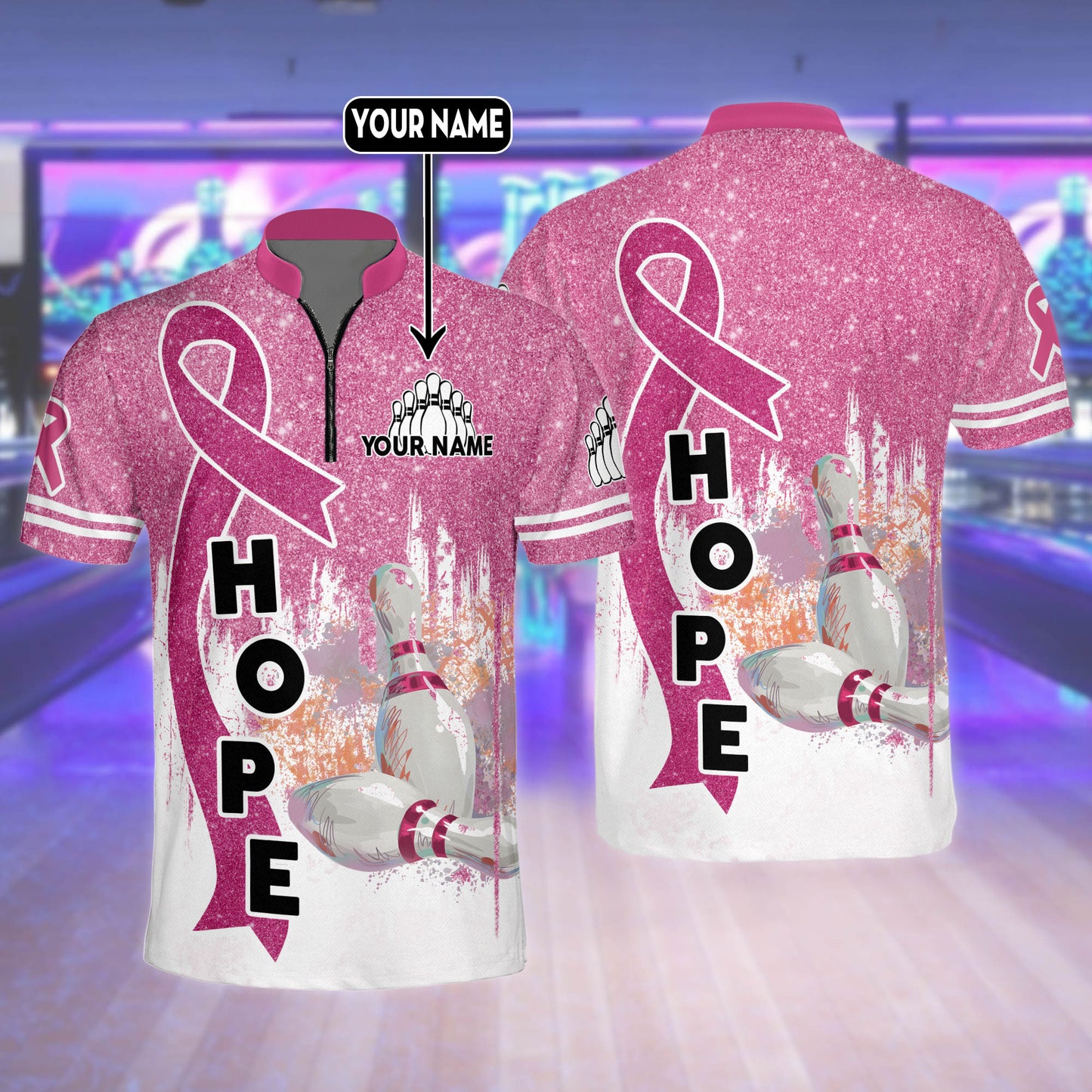 Personalized Breast Cancer Hope Bowling Jersey Shirt – Perfect Gift for Bowling Fans SO1169