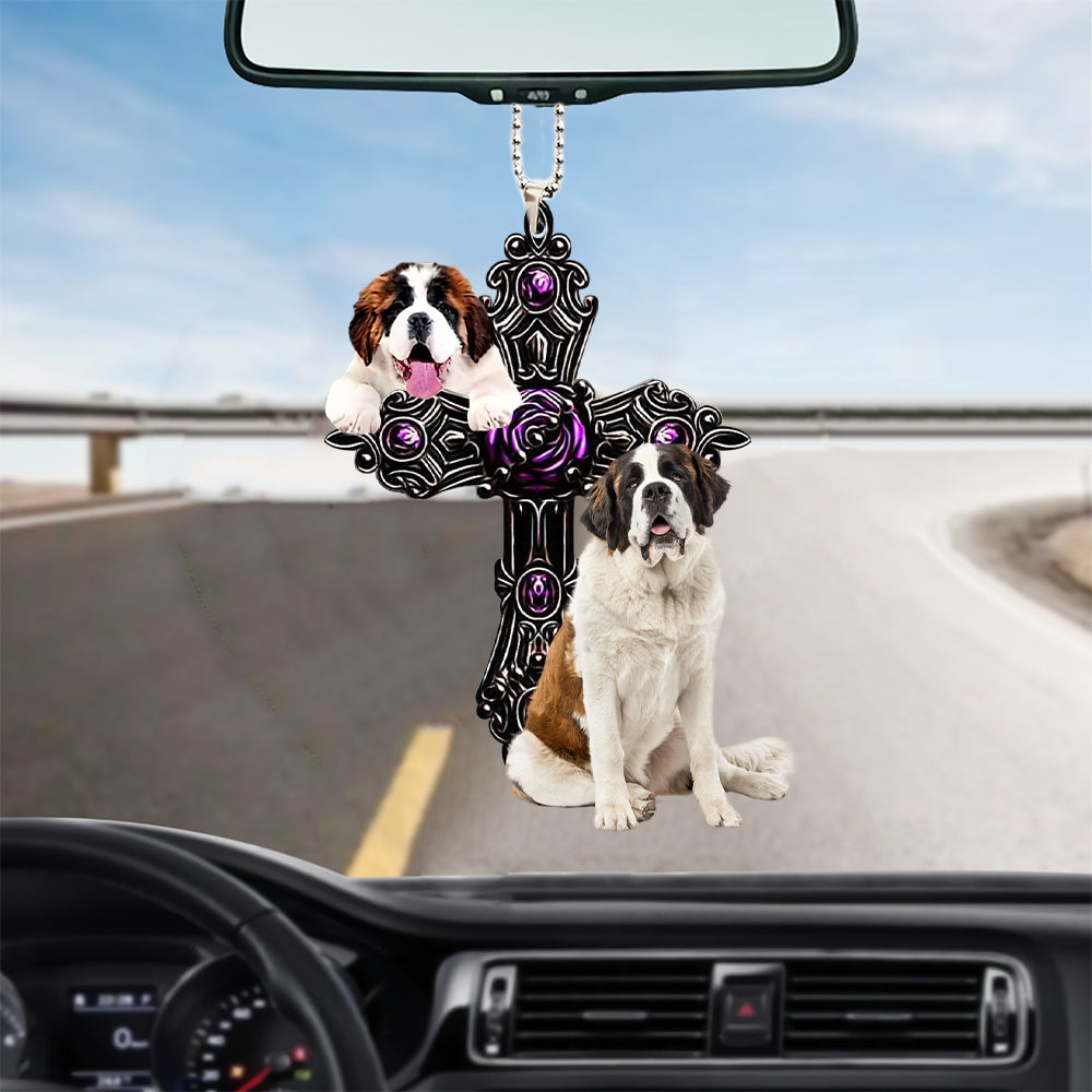 Saint Bernard Pray For God Car Hanging Ornament Dog Pray For God Ornaments Lasfour OO0745